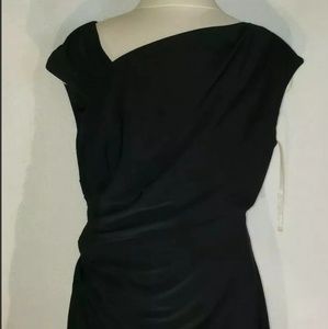 Lauren RL Sz 4 Black Jersey Side Pleated Sheath